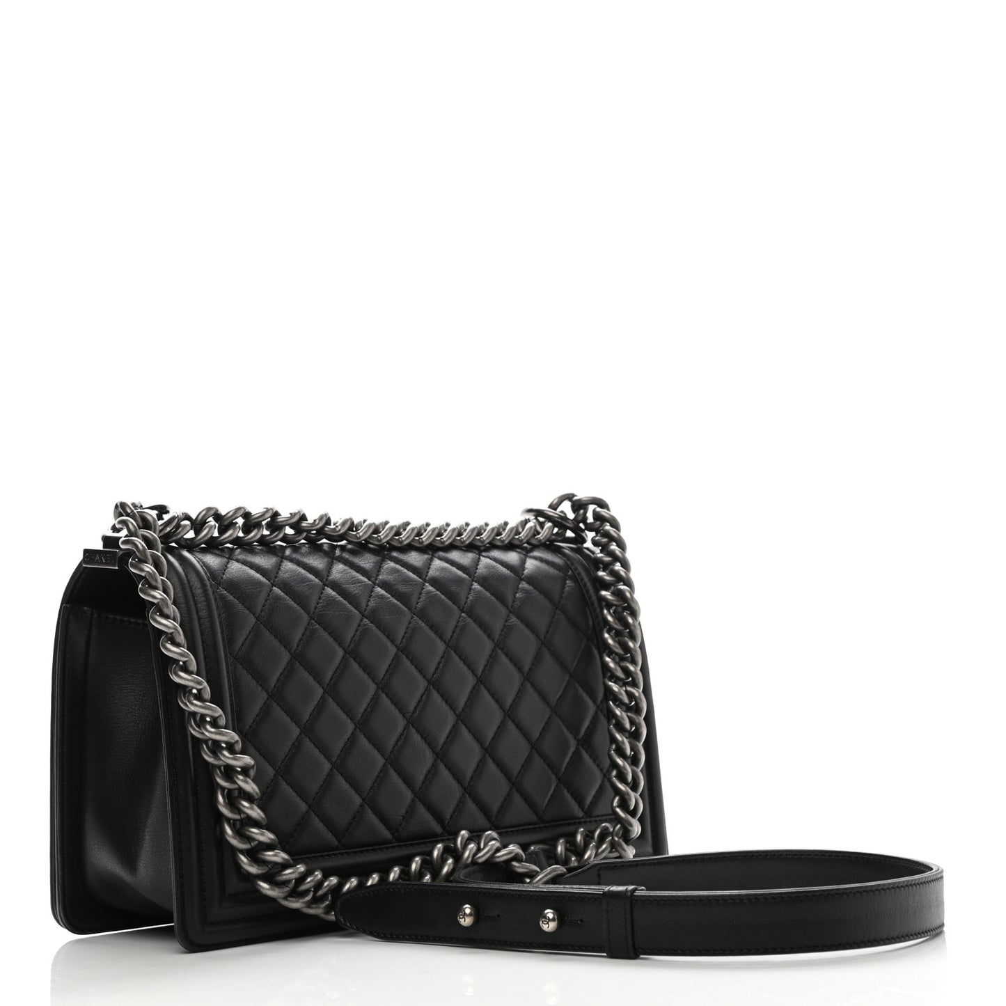Lambskin Quilted Medium Boy Flap Black