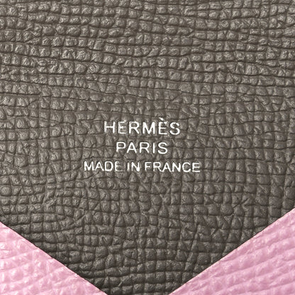 Hermes Epsom Verso Calvi Card Case Mauve Sylvestre Etain 6 of 8