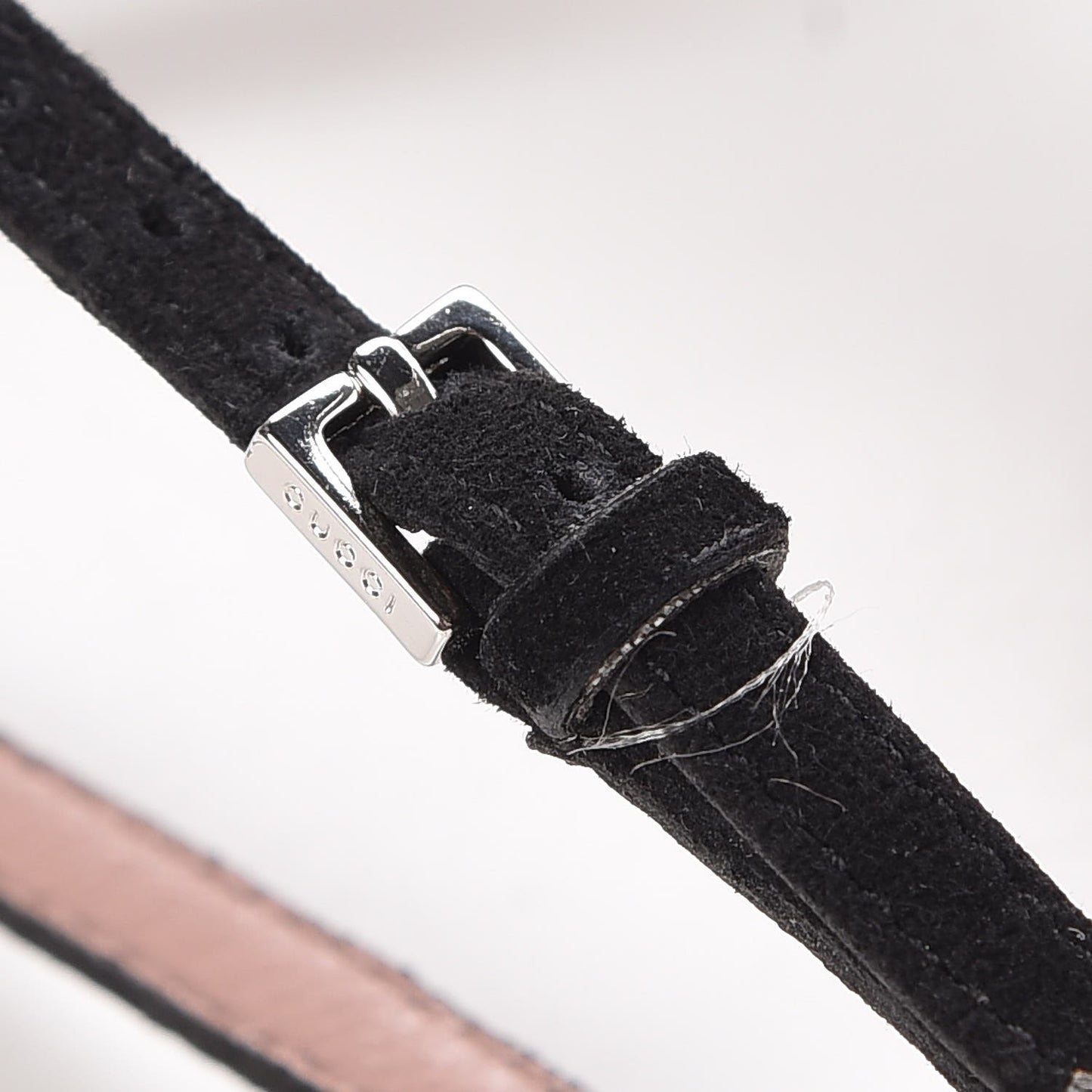 Suede Crystal Interlocking G Ankle Strap Sandals 34.5 Black