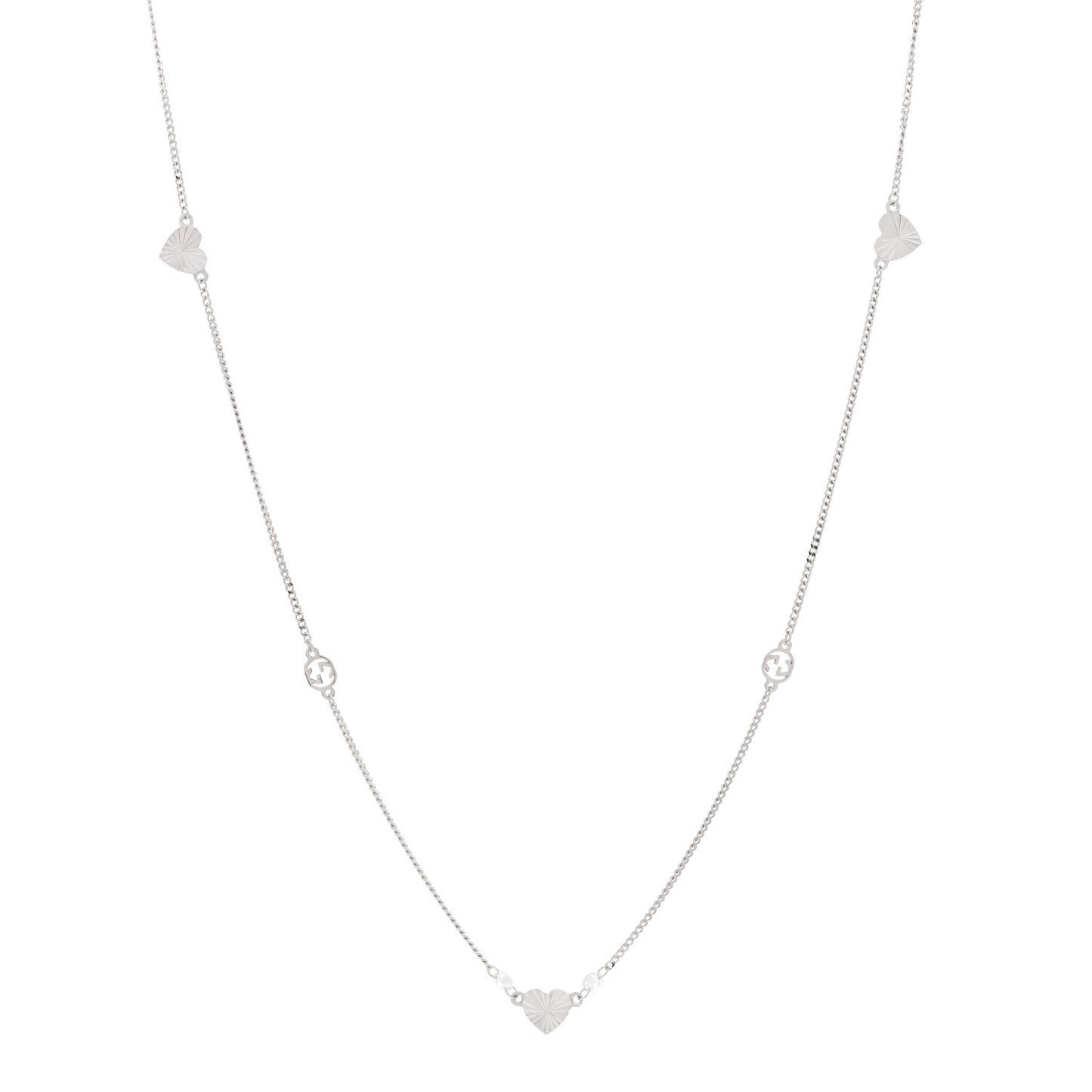 18K White Gold Diamond Interlocking G Choker Necklace