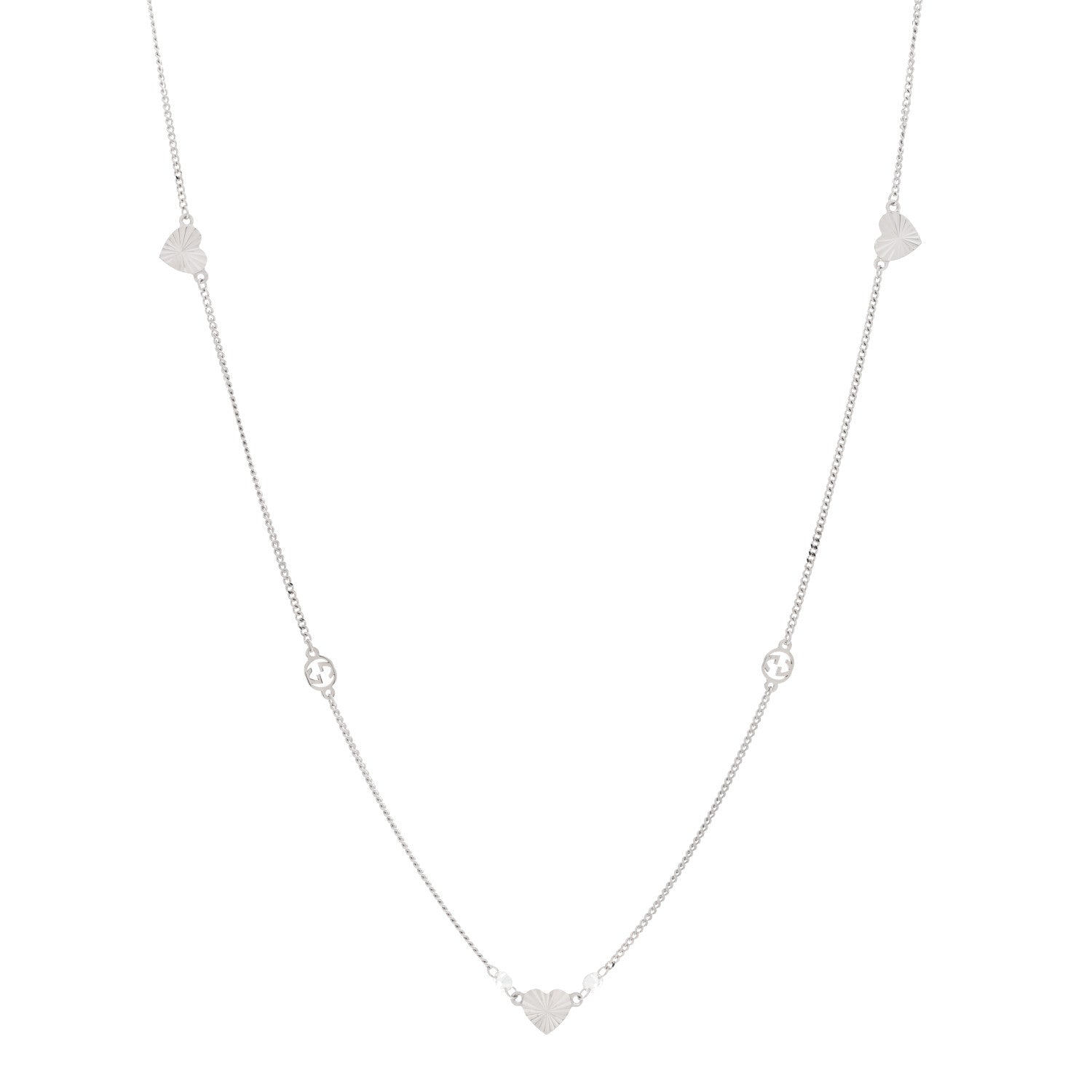 Gucci 18K White Gold Diamond Interlocking G Choker Necklace 1 of 4