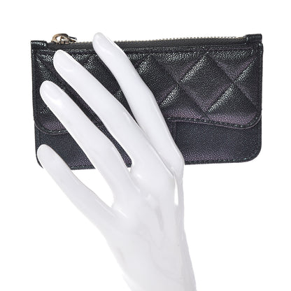 Chanel Iridescent Caviar Quilted Flap Zip Card Holder Black 2 of 8