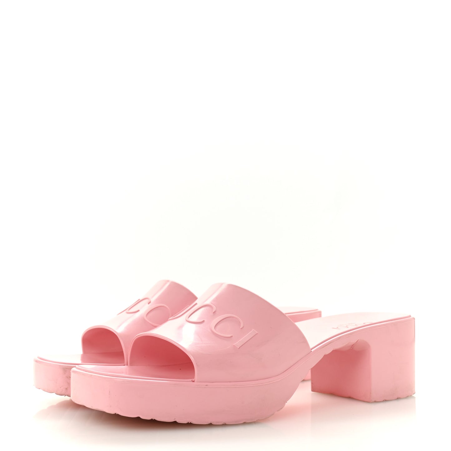 Rubber Gucci Logo Womens Platform 20/60mm Slide Sandals 41 Wild Rose