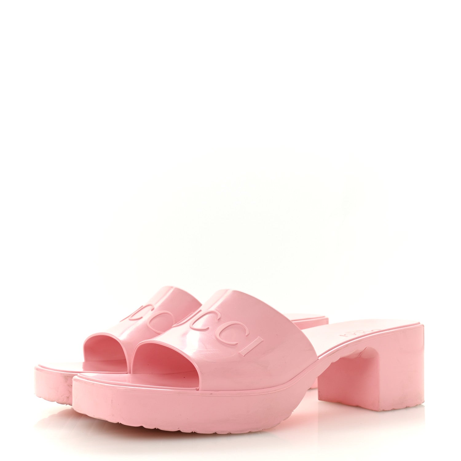 Gucci Rubber Gucci Logo Womens Platform 20/60mm Slide Sandals 41 Wild Rose 4 of 13