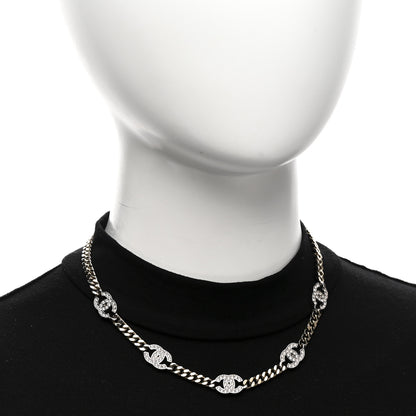 Chanel Crystal Chain CC Link Choker Gold Silver 2 of 6