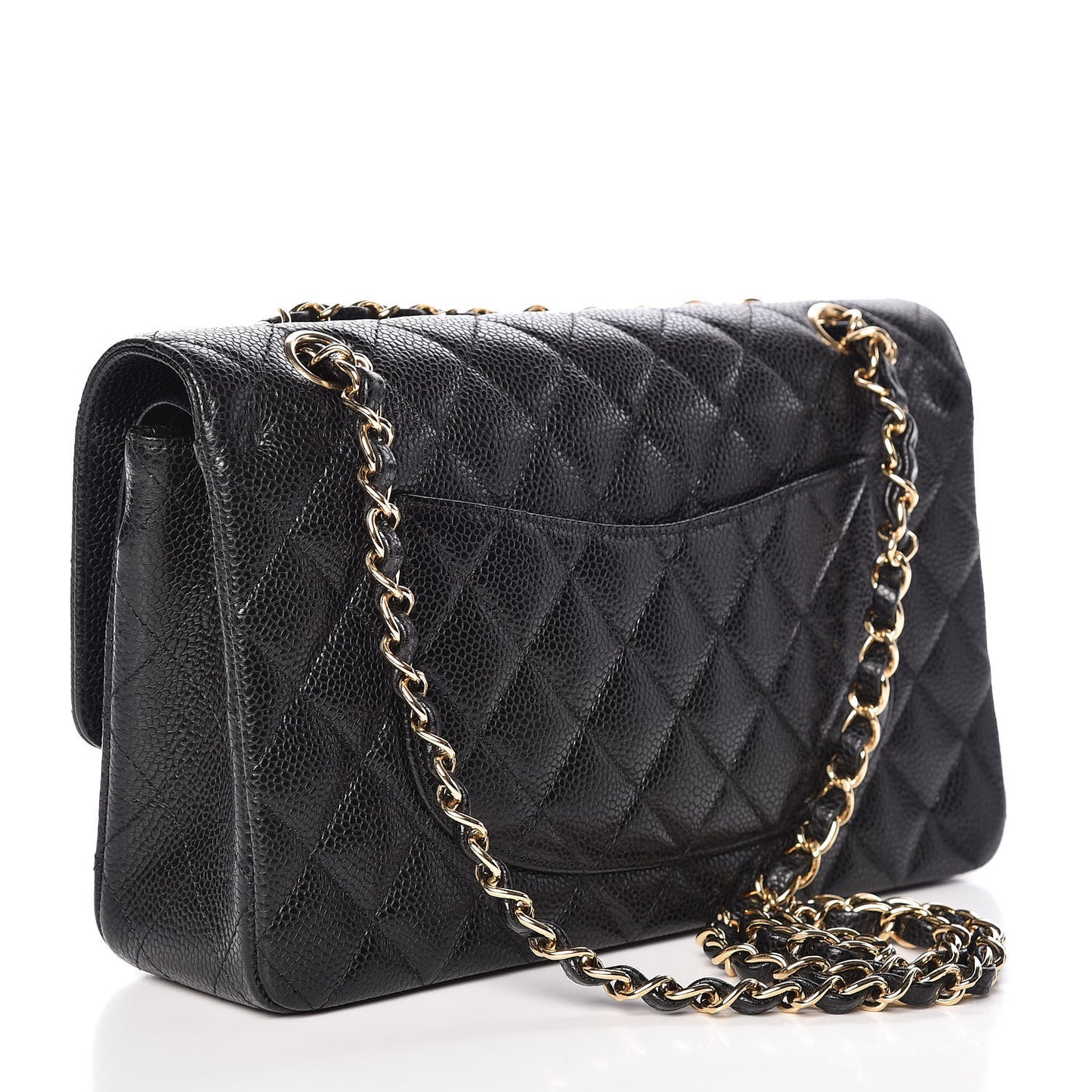 Caviar Quilted Medium Double Flap Black