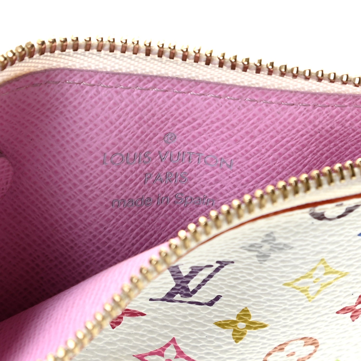 Louis Vuitton Monogram Multicolor Key Pouch White Litchi 6 of 8