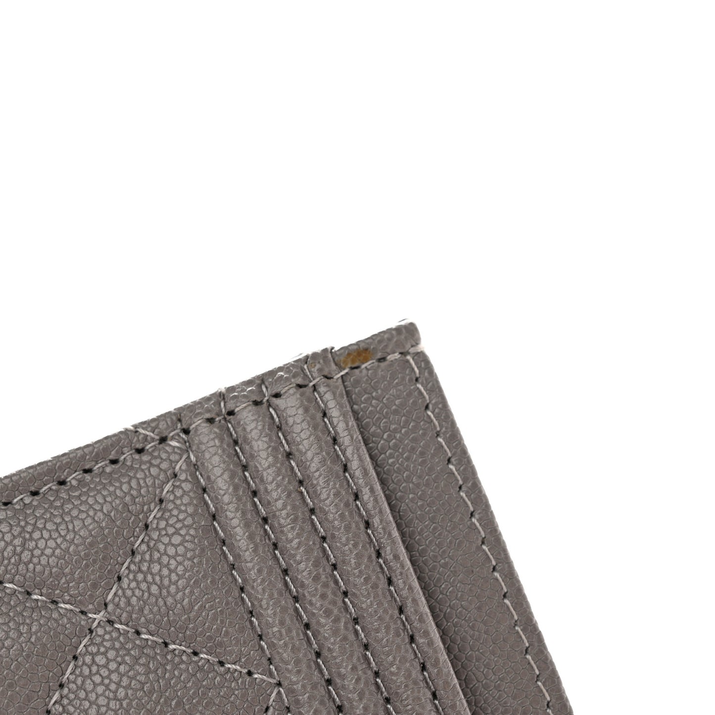 Caviar Quilted Boy Card Holder Grey