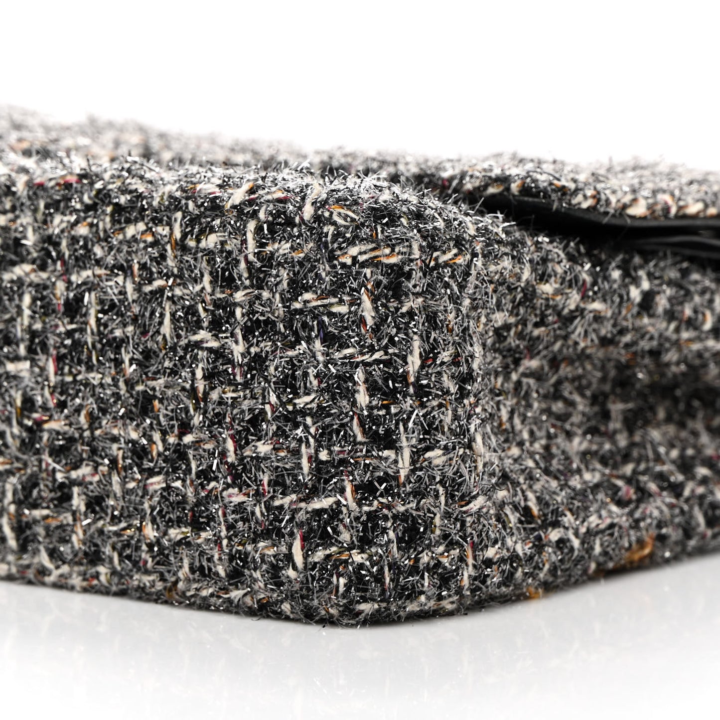 Metallic Tweed Medium Double Flap Black White