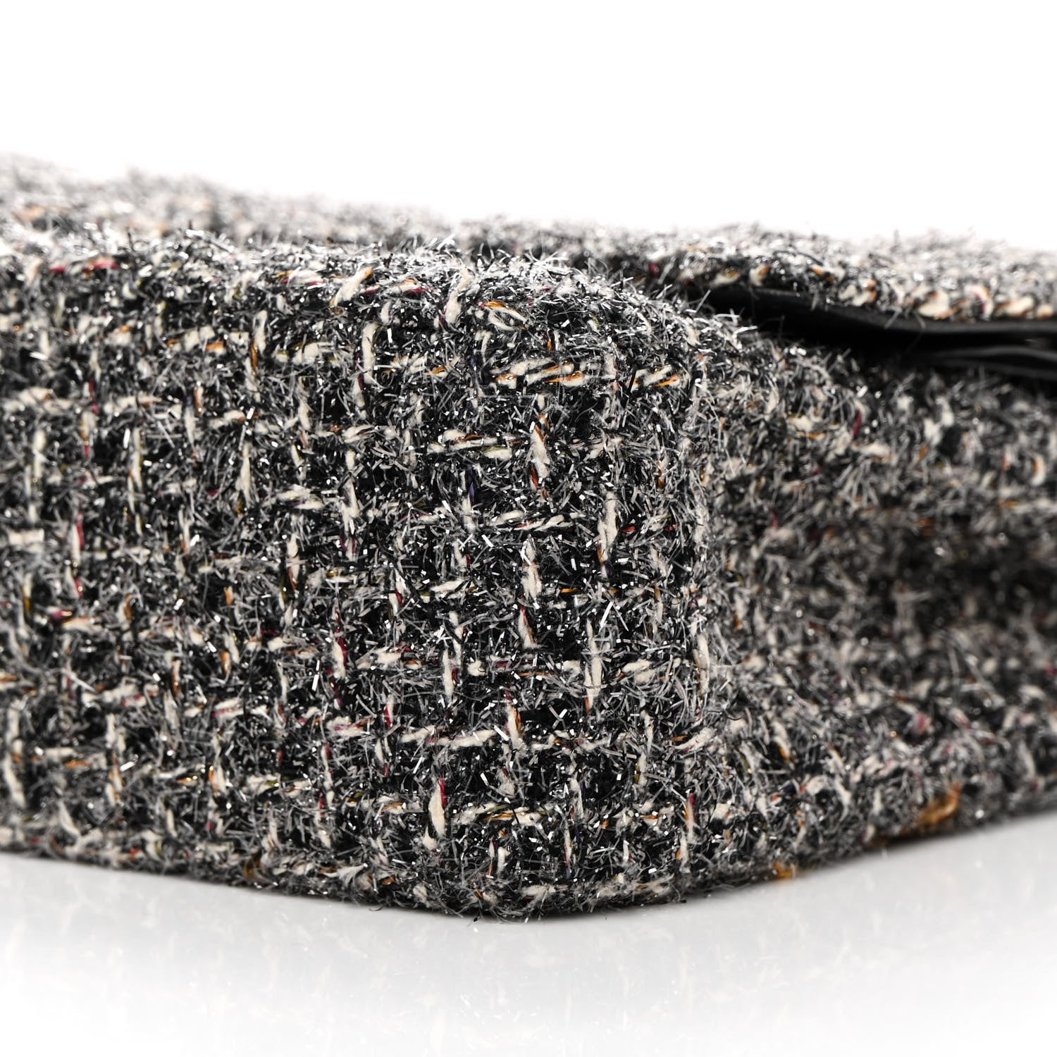 Chanel Metallic Tweed Medium Double Flap Black White 10 of 20