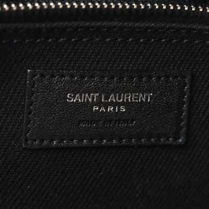 Saint Laurent Linen Calfskin Rive Gauche North South Tote Black 5 of 7