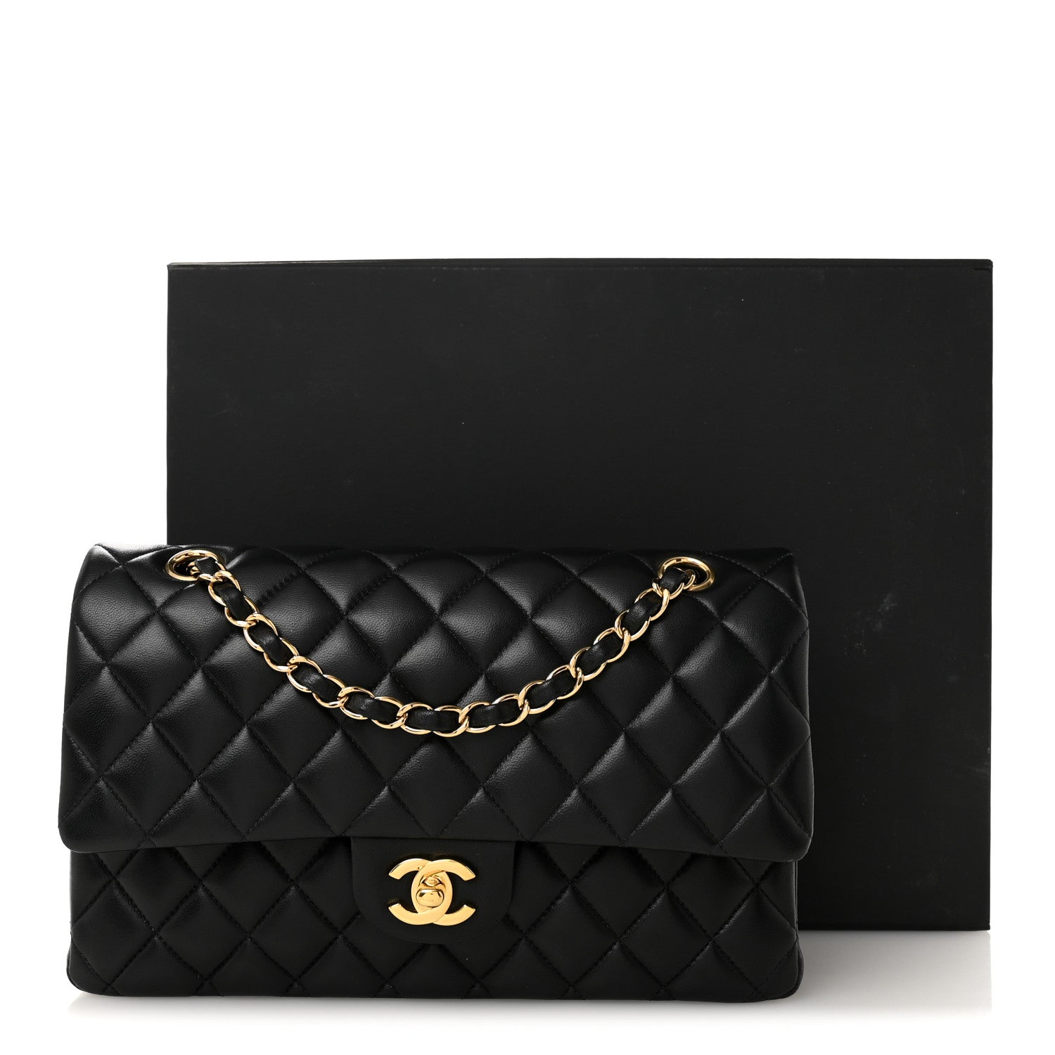 Chanel Lambskin Quilted Medium Double Flap Black 12 of 12