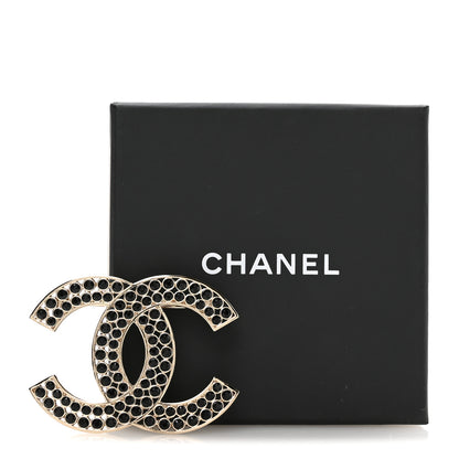 Chanel Metal Crystal CC Brooch Gold Black 4 of 4