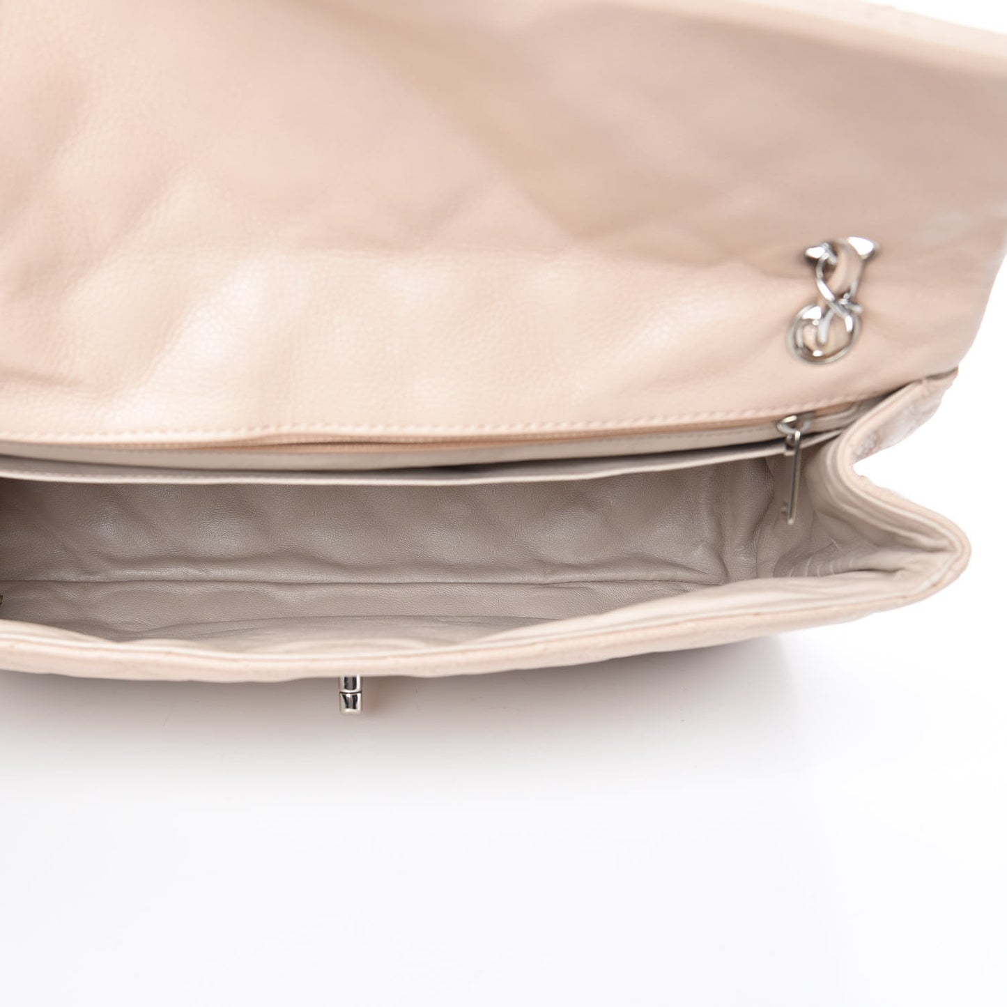 Washed Caviar Quilted Maxi Single Flap Beige