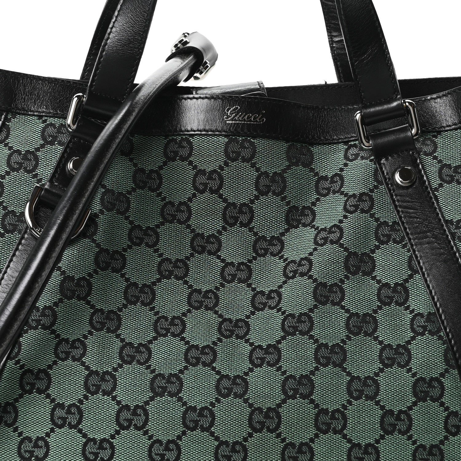 Gucci Monogram Medium Abbey Convertible Tote Green Black 8 of 10