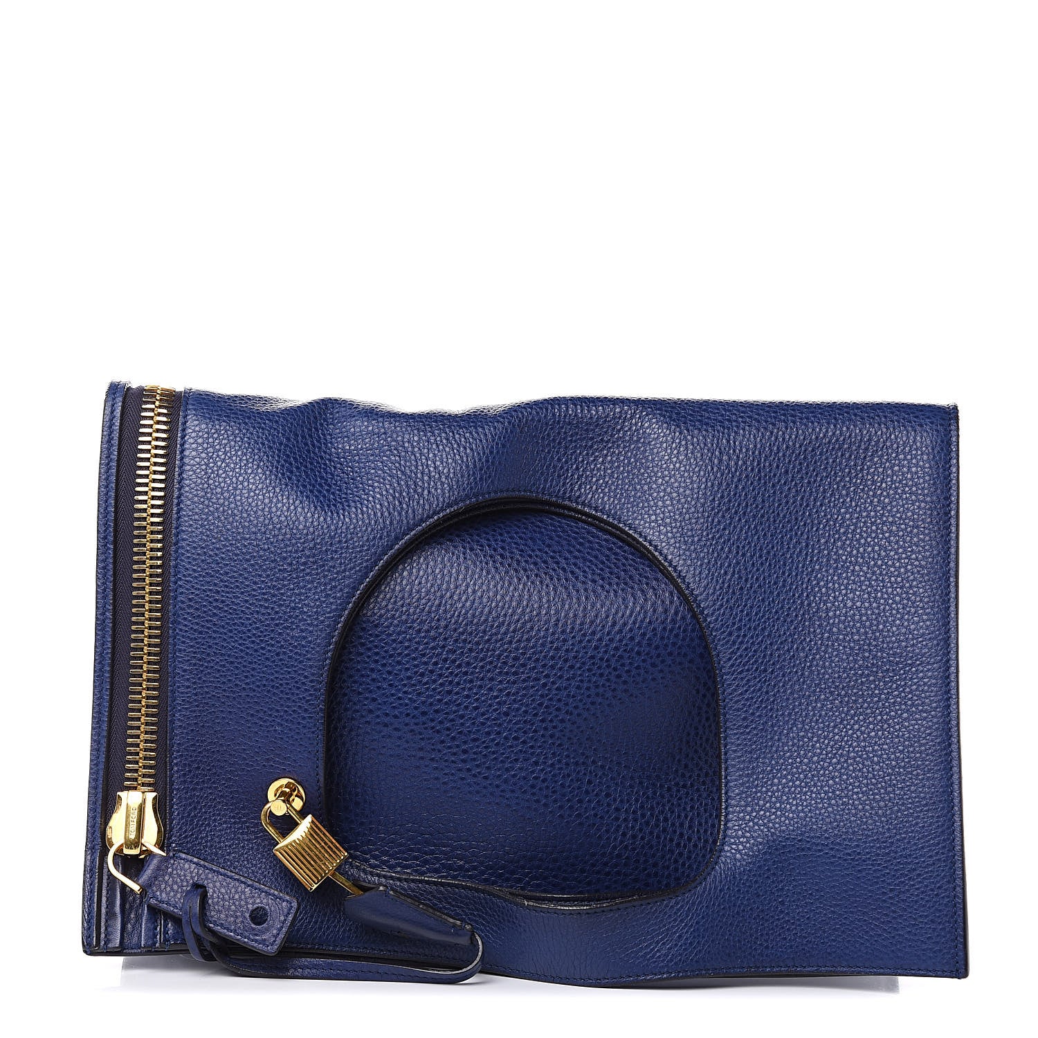 Tom Ford Calfskin Large Alix Padlock Zip Shoulder Bag Cobalt 3 of 11