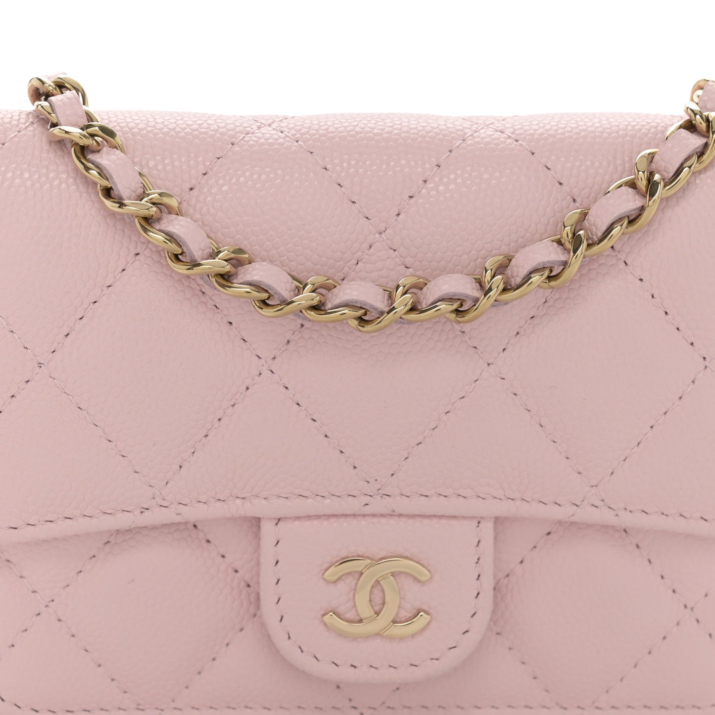 Caviar Quilted Mini Chain Bag Pink