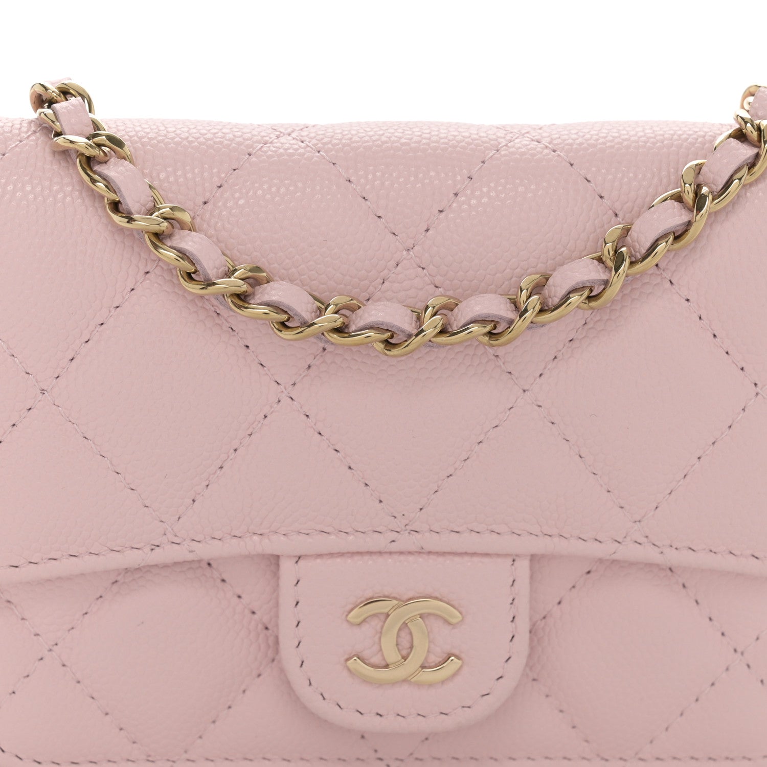 Chanel Caviar Quilted Mini Chain Bag Pink 9 of 12