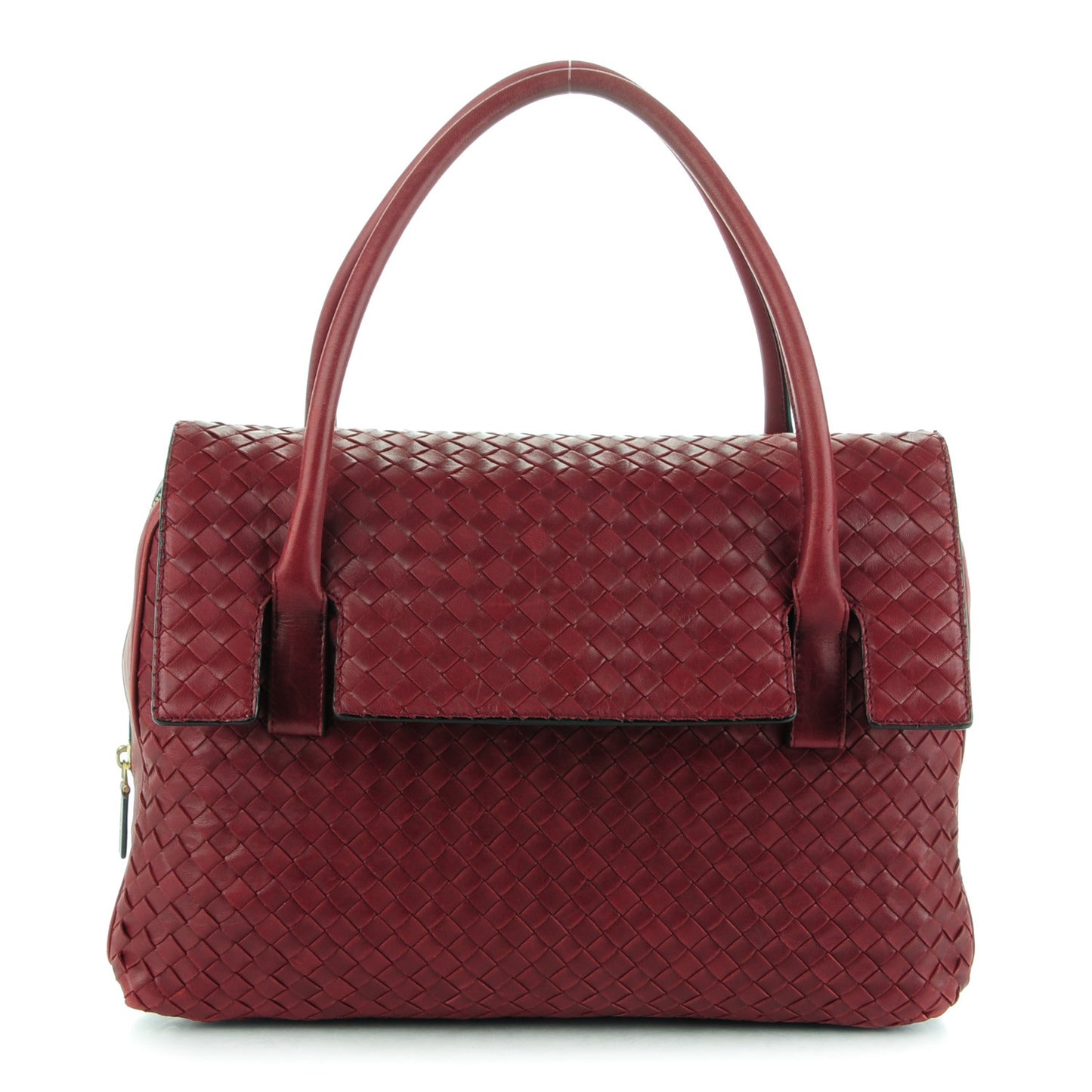 Nappa Intrecciato Satchel Red