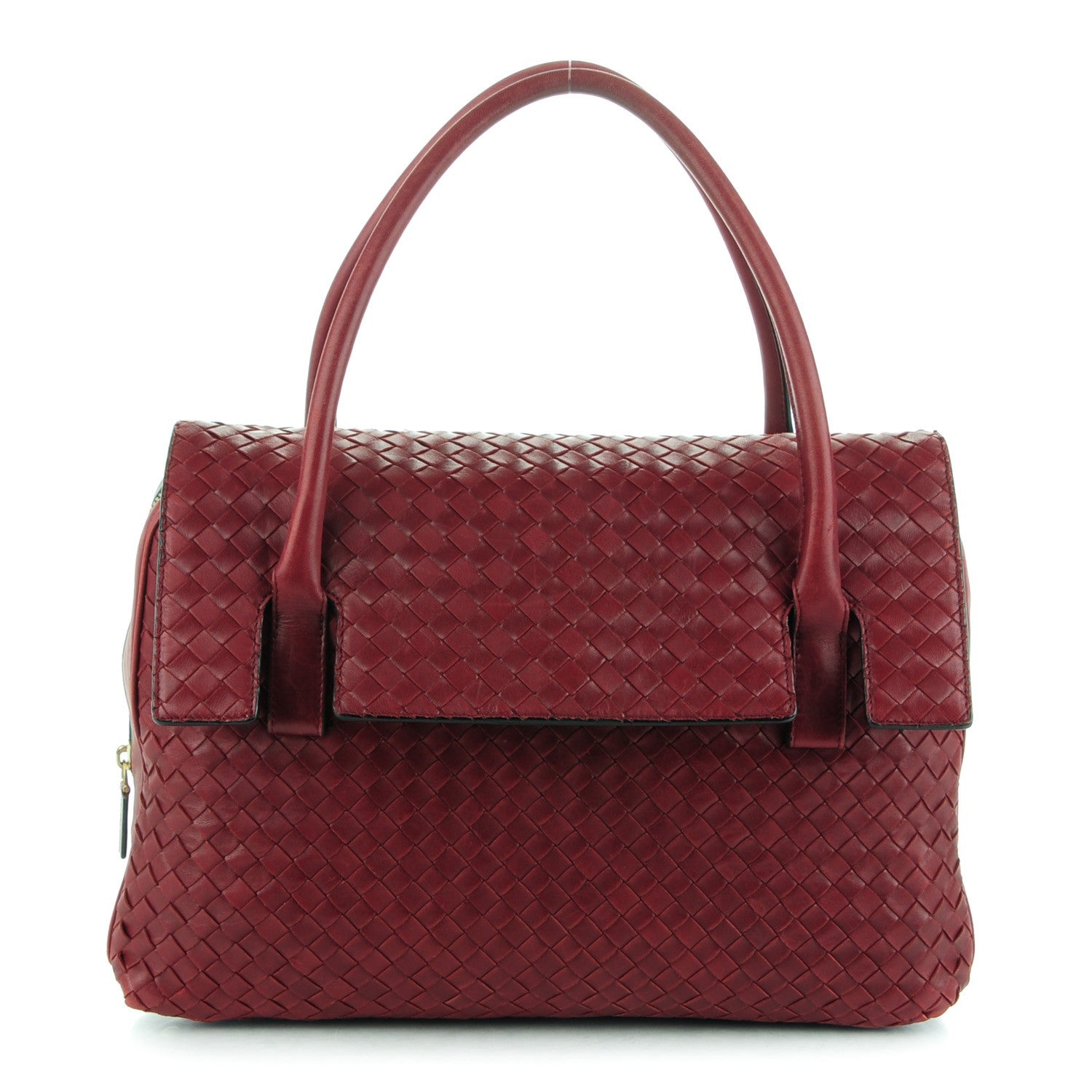 Bottega Veneta Nappa Intrecciato Satchel Red 1 of 12