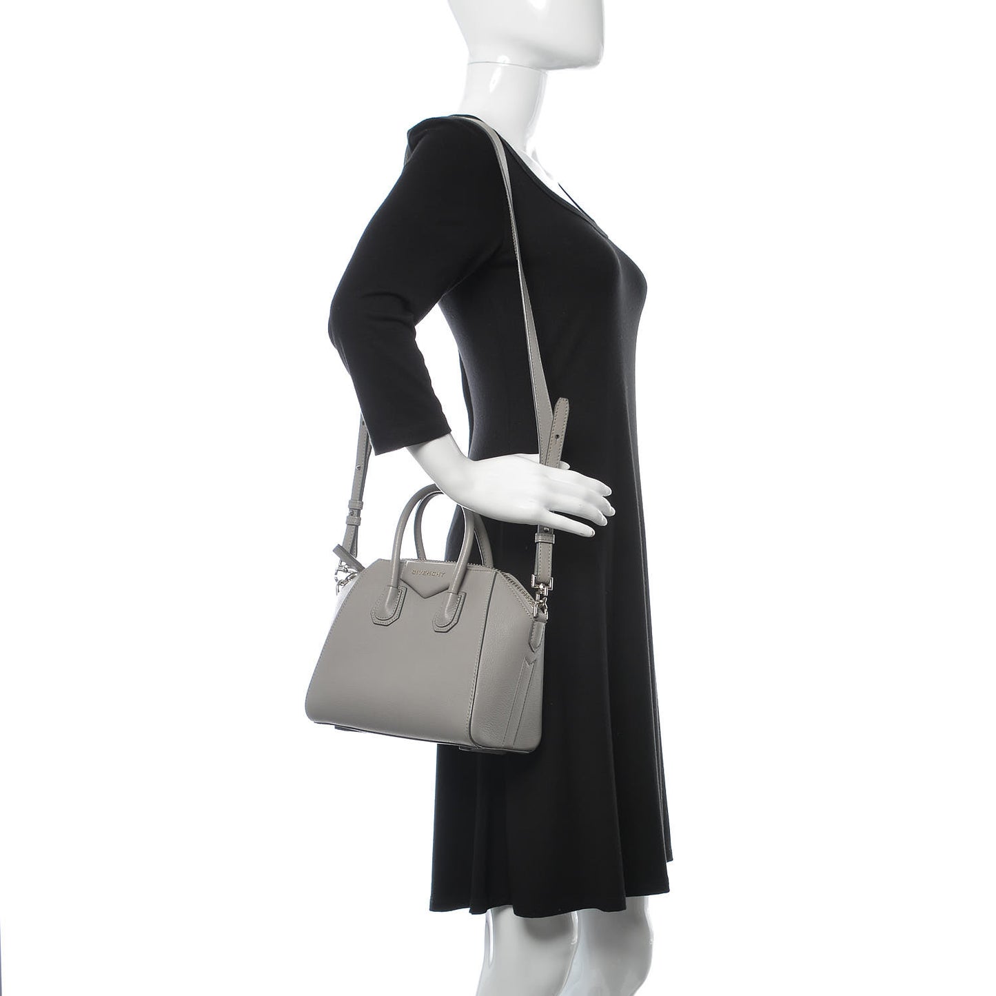 Sugar Goatskin Mini Antigona Pearl Grey