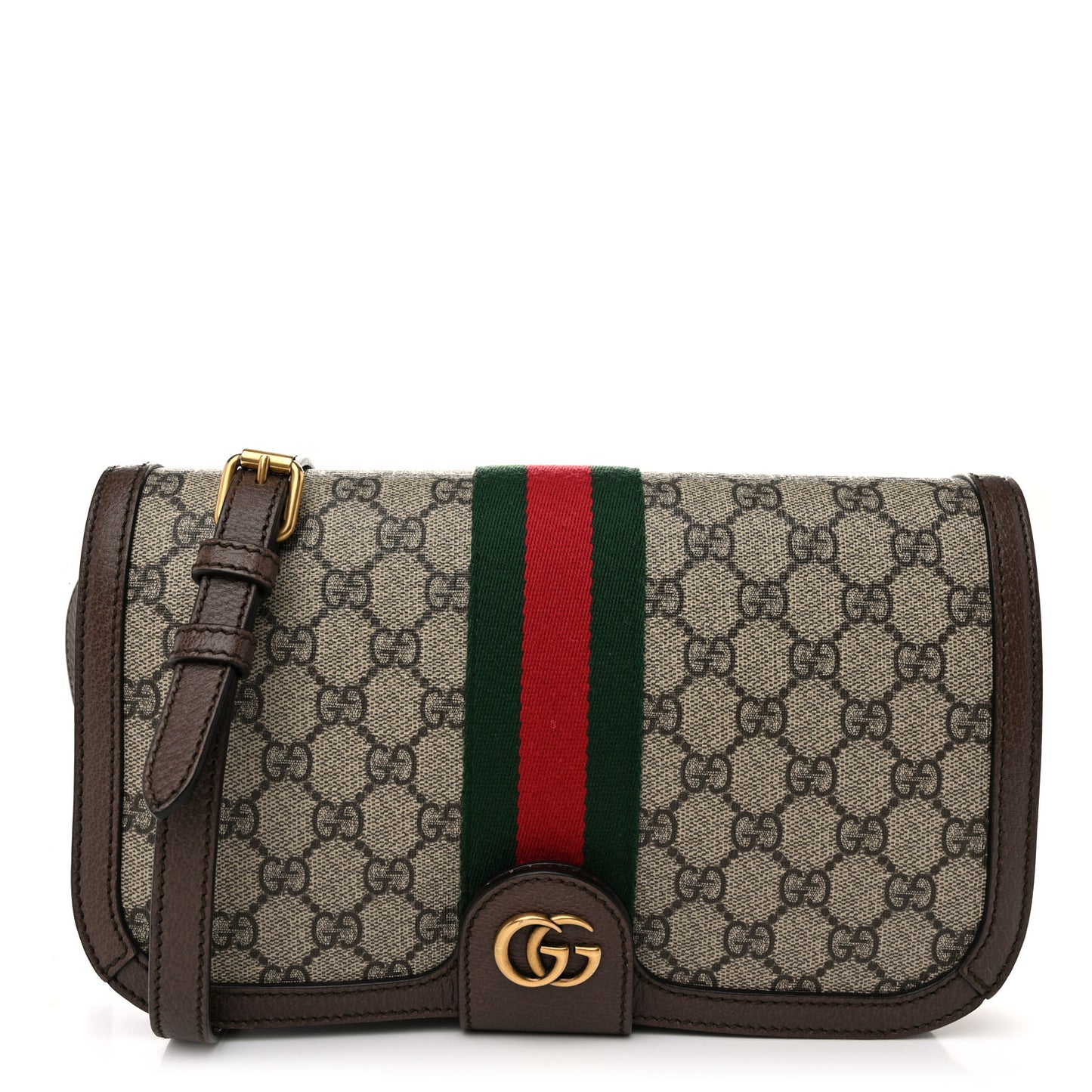 GG Supreme Monogram Web Ophidia Flap Messenger Bag Beige New Acero