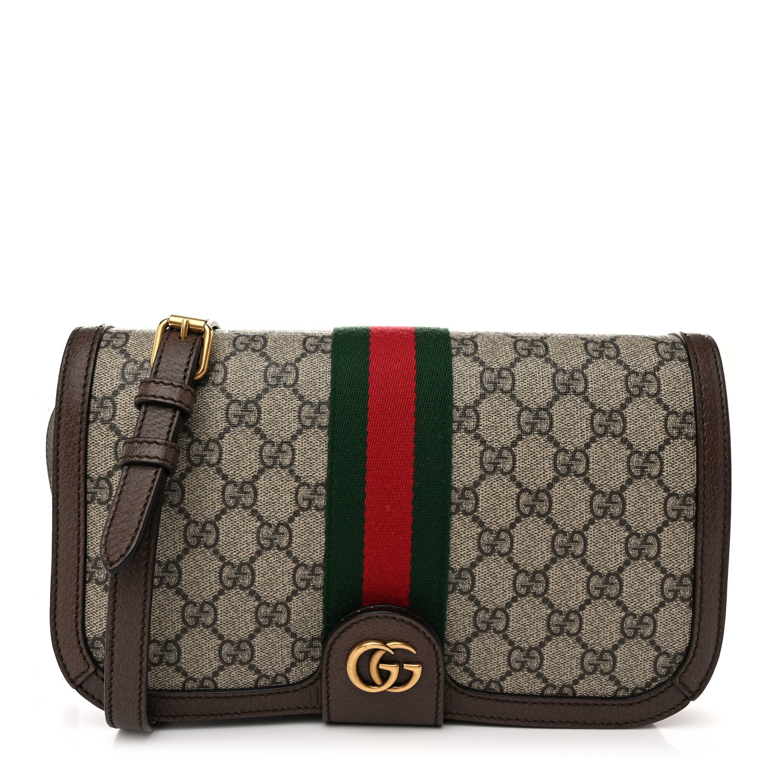 Gucci GG Supreme Monogram Web Ophidia Flap Messenger Bag Beige New Acero 1 of 12
