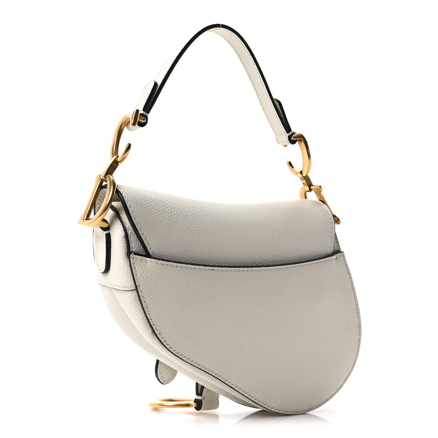 Christian Dior Grained Calfskin Mini Saddle Bag White 1885171 – FASHIONPHILE