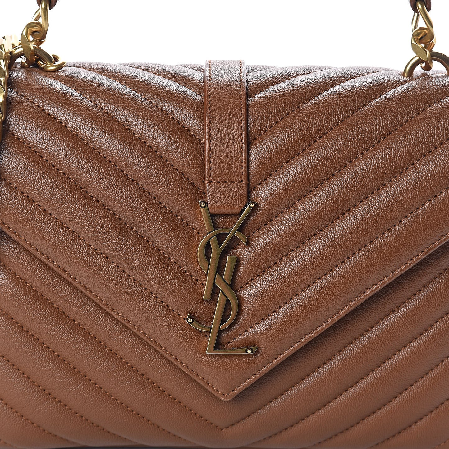 Calfskin Matelasse Chevron Monogram Medium College Bag Brick