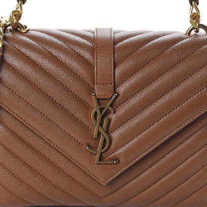 Saint Laurent Calfskin Matelasse Chevron Monogram Medium College Bag Brick 7 of 9