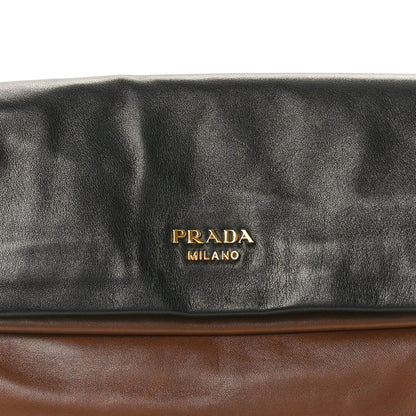 Prada Nappa Fold Over Zip Clutch Cocco Black 7 of 7