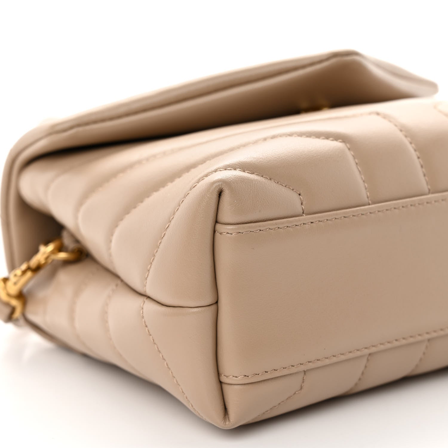 Saint Laurent Calfskin Y Quilted Monogram Toy Loulou Crossbody Bag Dark Beige 8 of 9