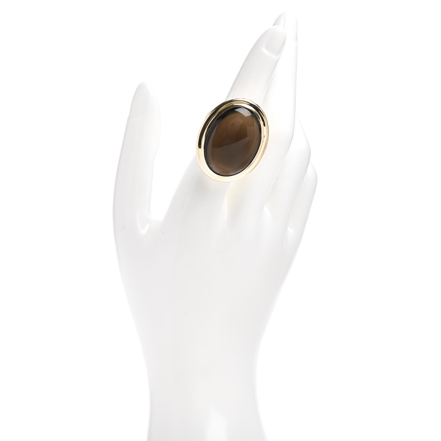 David Yurman 18K Yellow Gold Smoky Quartz 21mm Oval Signature Ring 54 6.75 2 of 5