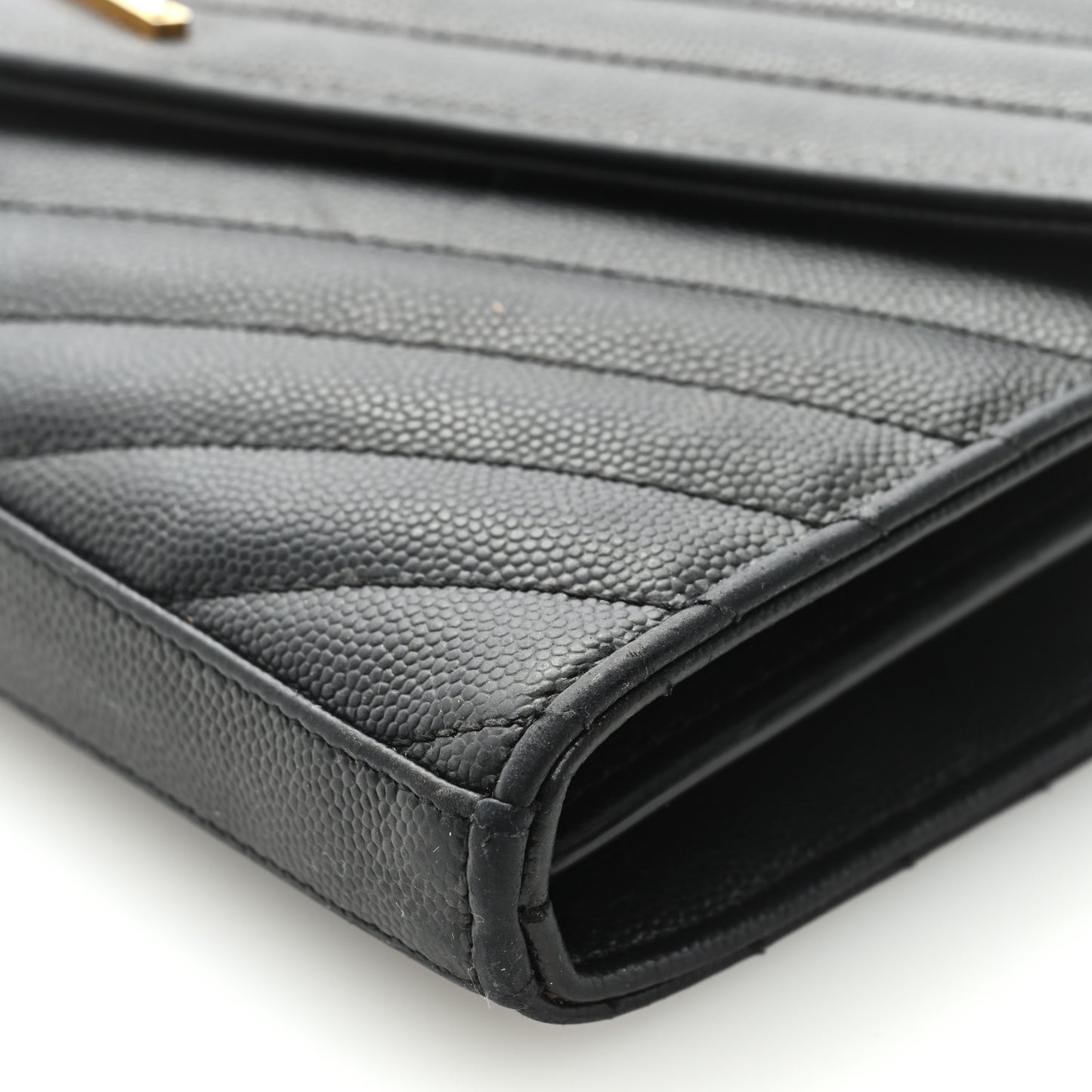 Grain De Poudre Matelasse Chevron Monogram Chain Wallet Black