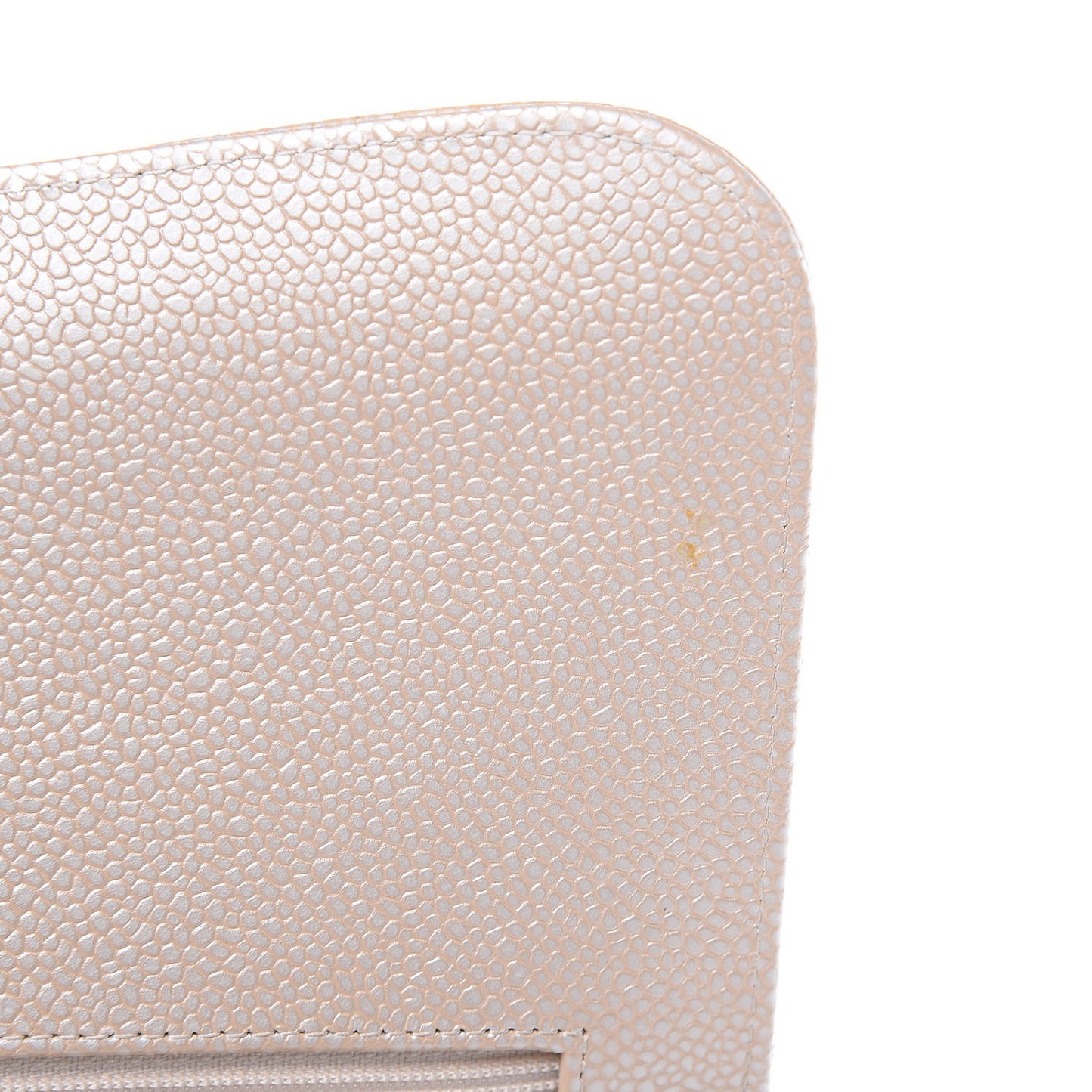 Pearly Caviar Quilted Jumbo Double Flap Light Beige