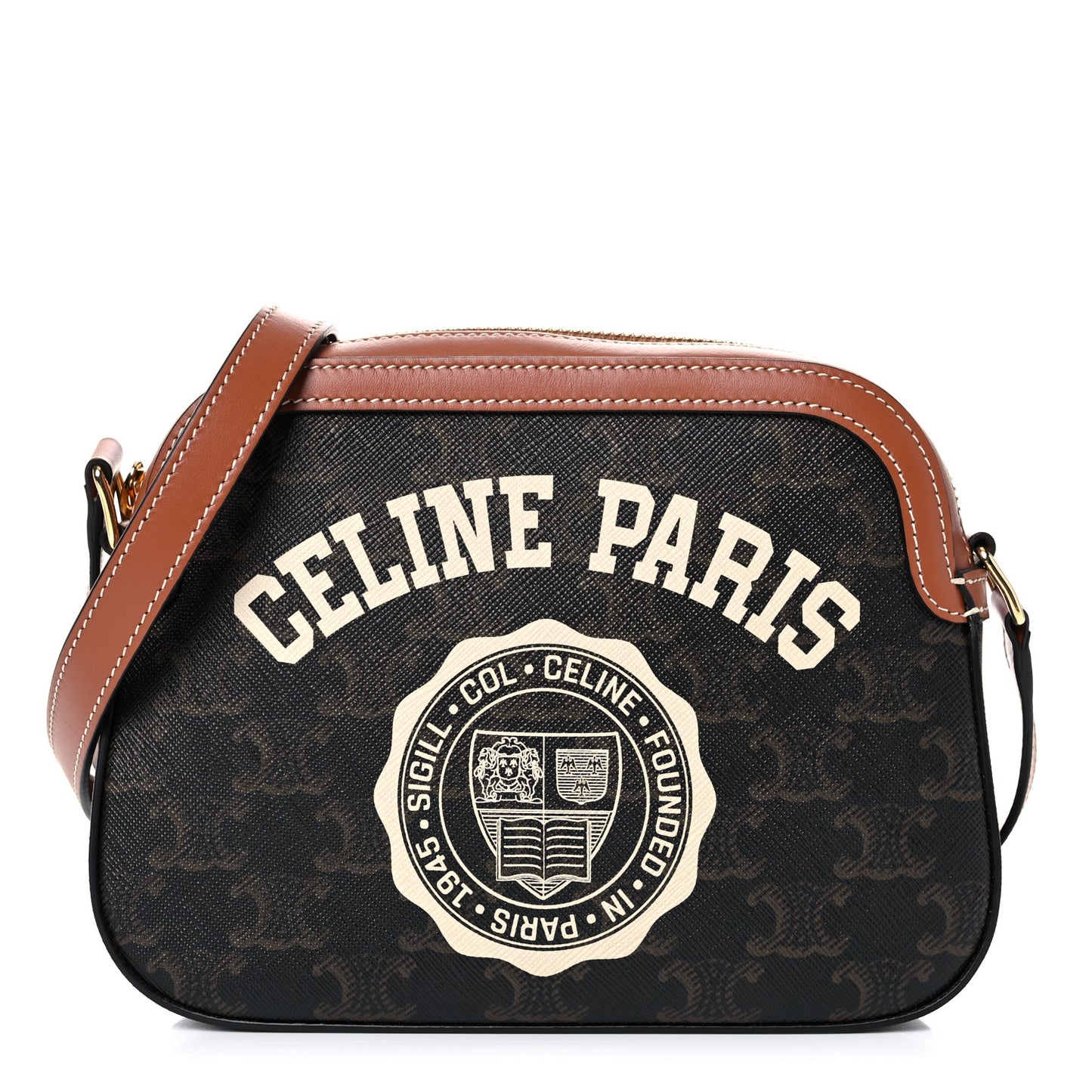 Triomphe Canvas Paris Small Camera Bag Tan