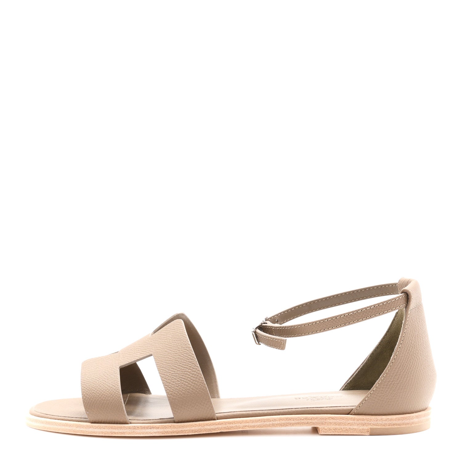 Hermes Epsom Santorini Sandals 38 Etoupe 1 of 10