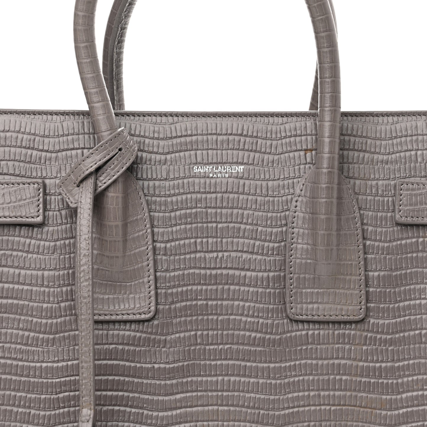 Lizard Calfskin Embossed Small Sac De Jour Fog
