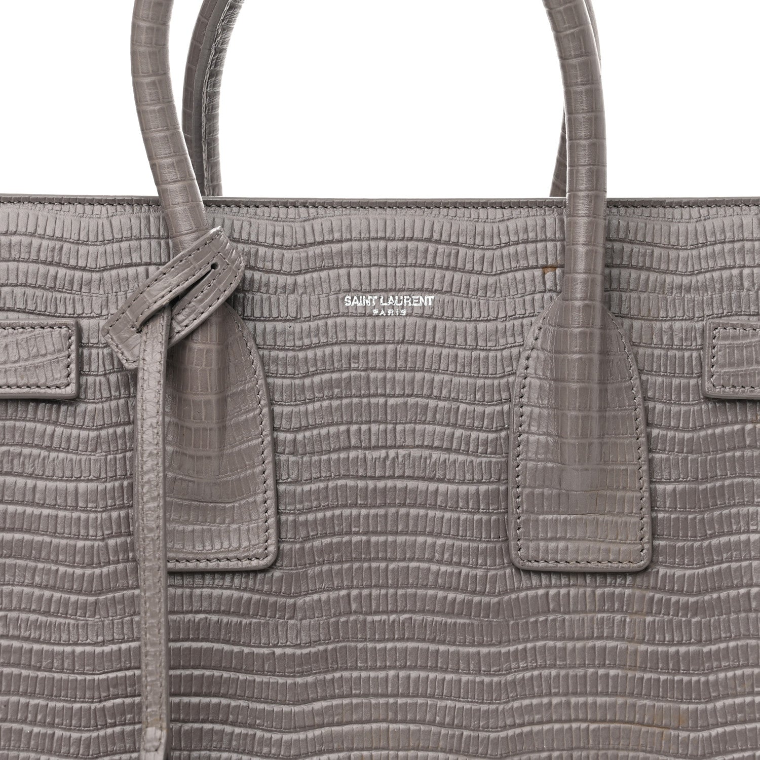 Saint Laurent Lizard Calfskin Embossed Small Sac De Jour Fog 9 of 22