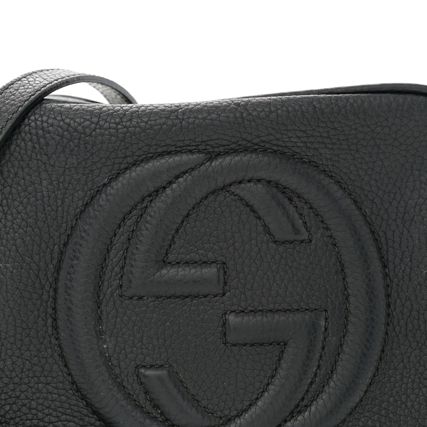 Pebbled Calfskin Small Soho Disco Bag Black