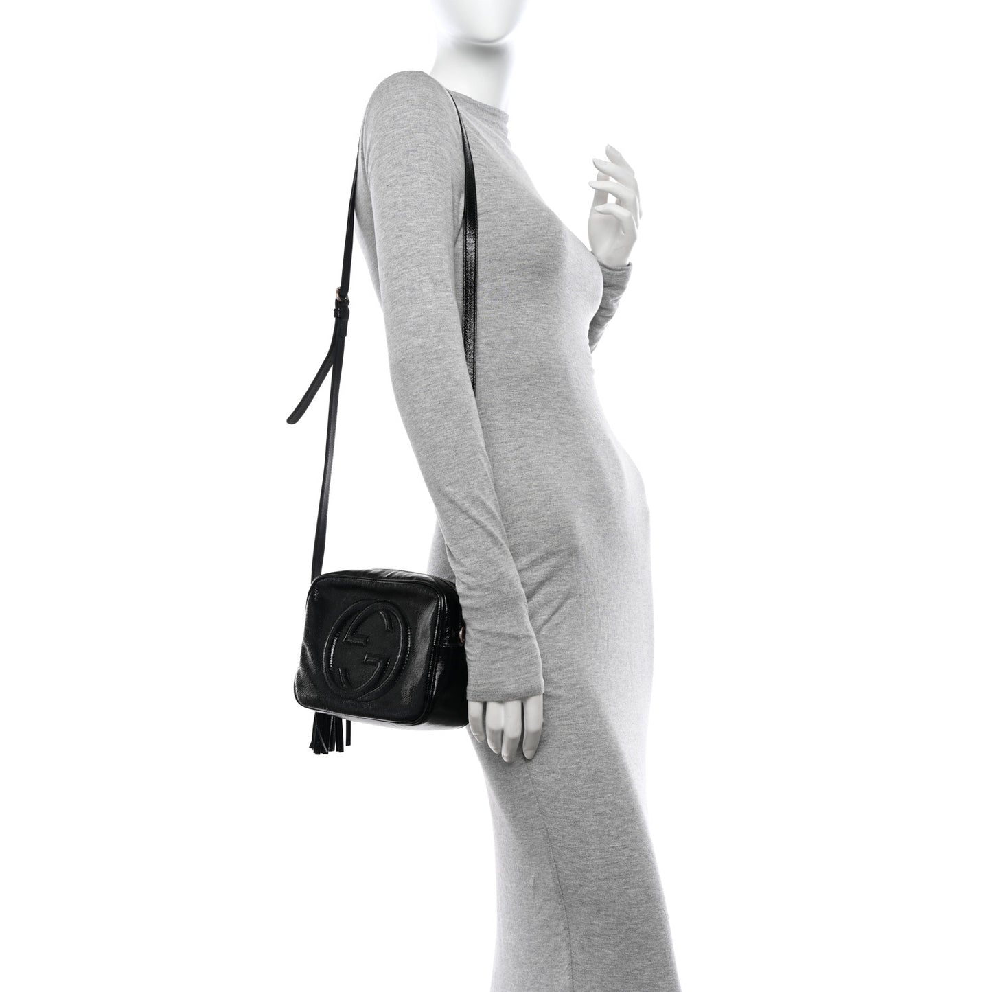 Soft Patent Small Soho Disco Bag Black