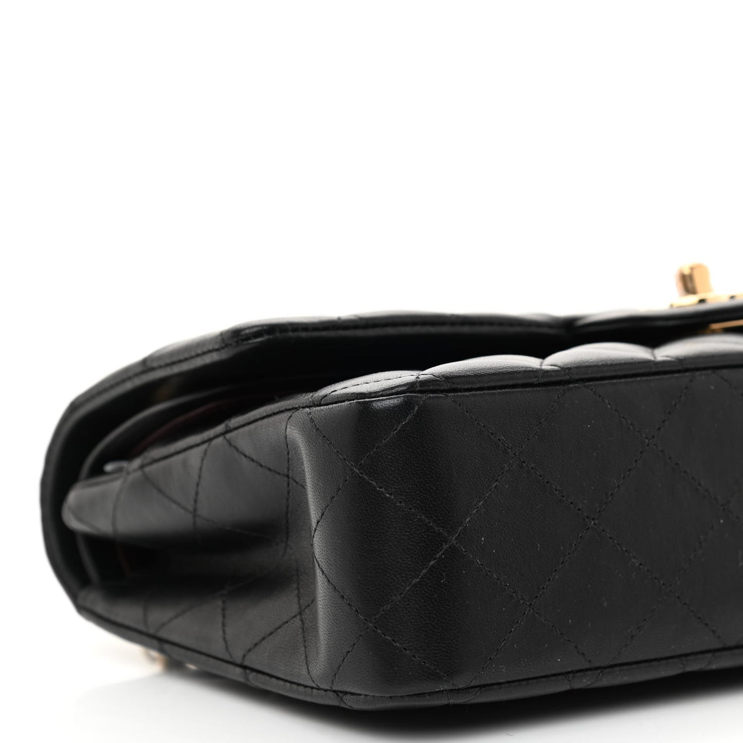 Lambskin Quilted Medium Double Flap Black
