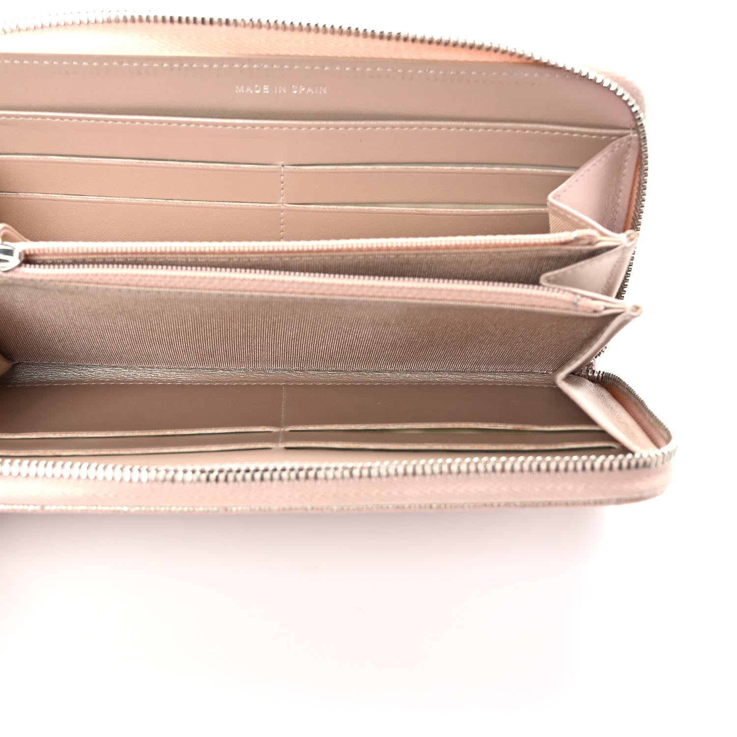 Chanel Metallic Caviar Chevron Quilted Large Gusset Zip Around Wallet Light Gold 5 of 7