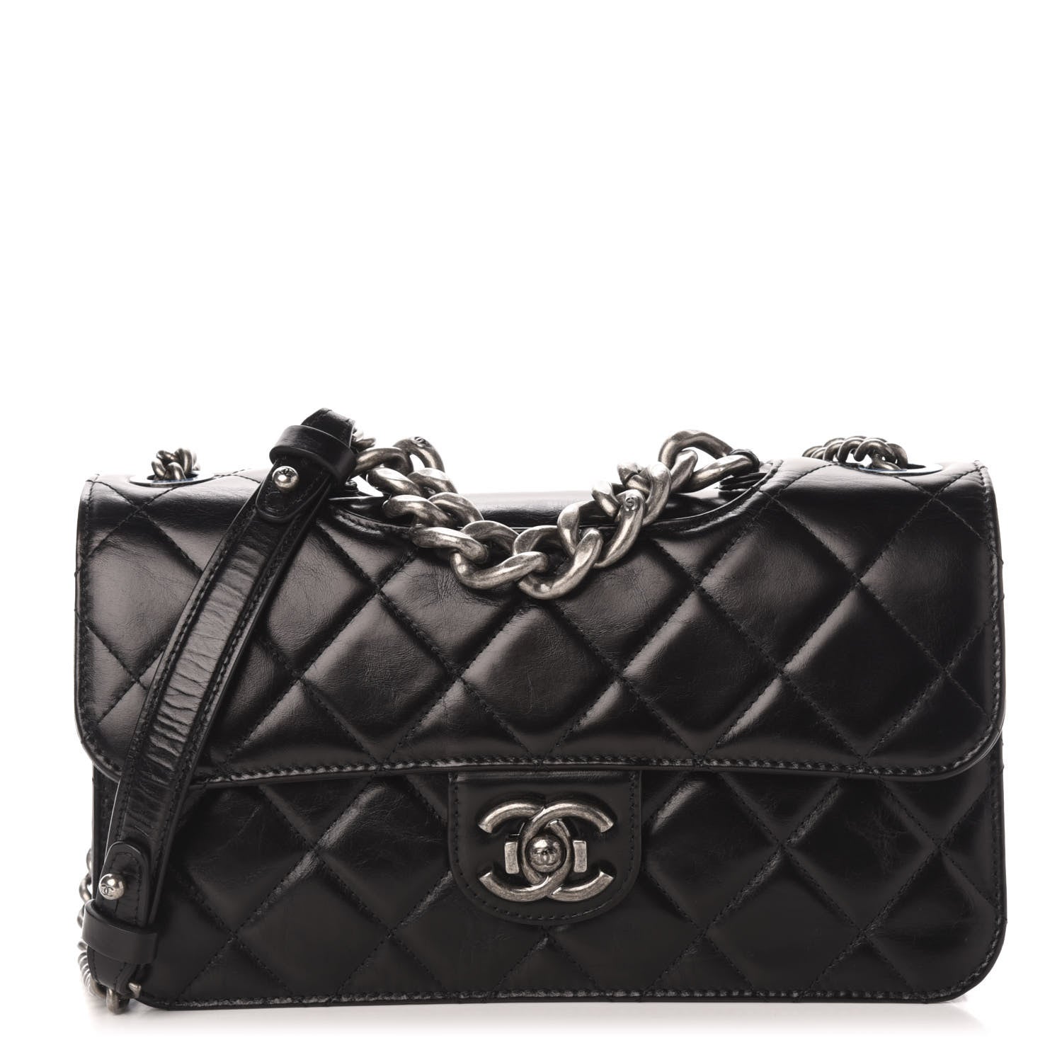 Chanel Glazed Calfskin Quilted Medium Perfect Edge Flap Black 1 of 10