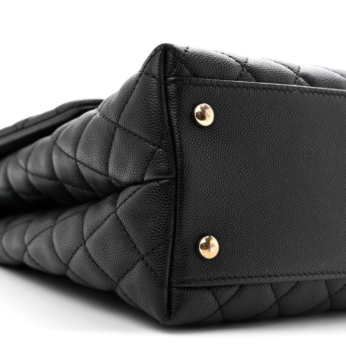 Caviar Quilted Medium Coco Handle Flap Black