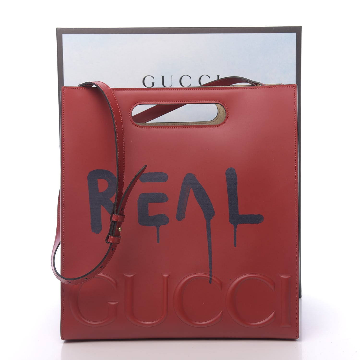 Gucci Calfskin GucciGhost Real Medium XL Tote Hibiscus Red 11 of 11