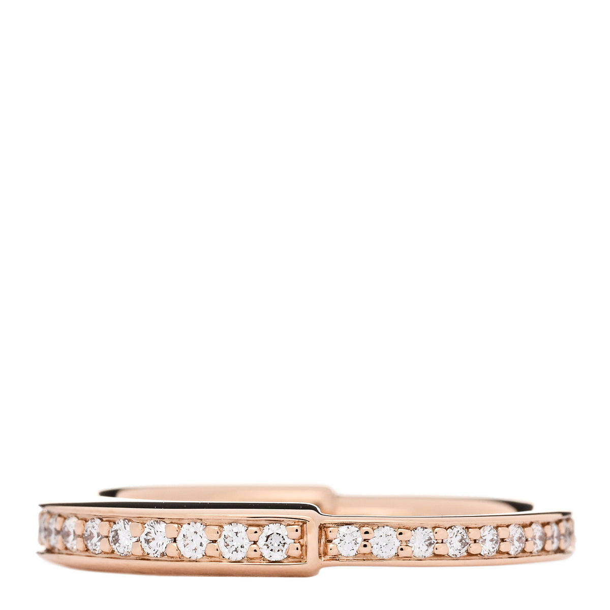 Tiffany 18K Rose Gold Diamond Lock Pave Ring 50 5.5 1 of 5