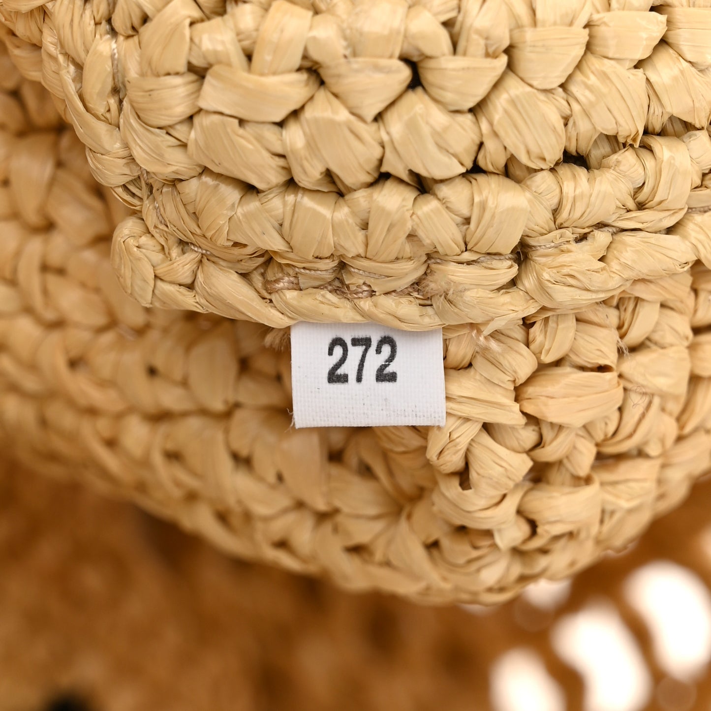 Yarn Raffia Effect Crochet Logo Embroidered Shopping Tote Bag Naturale