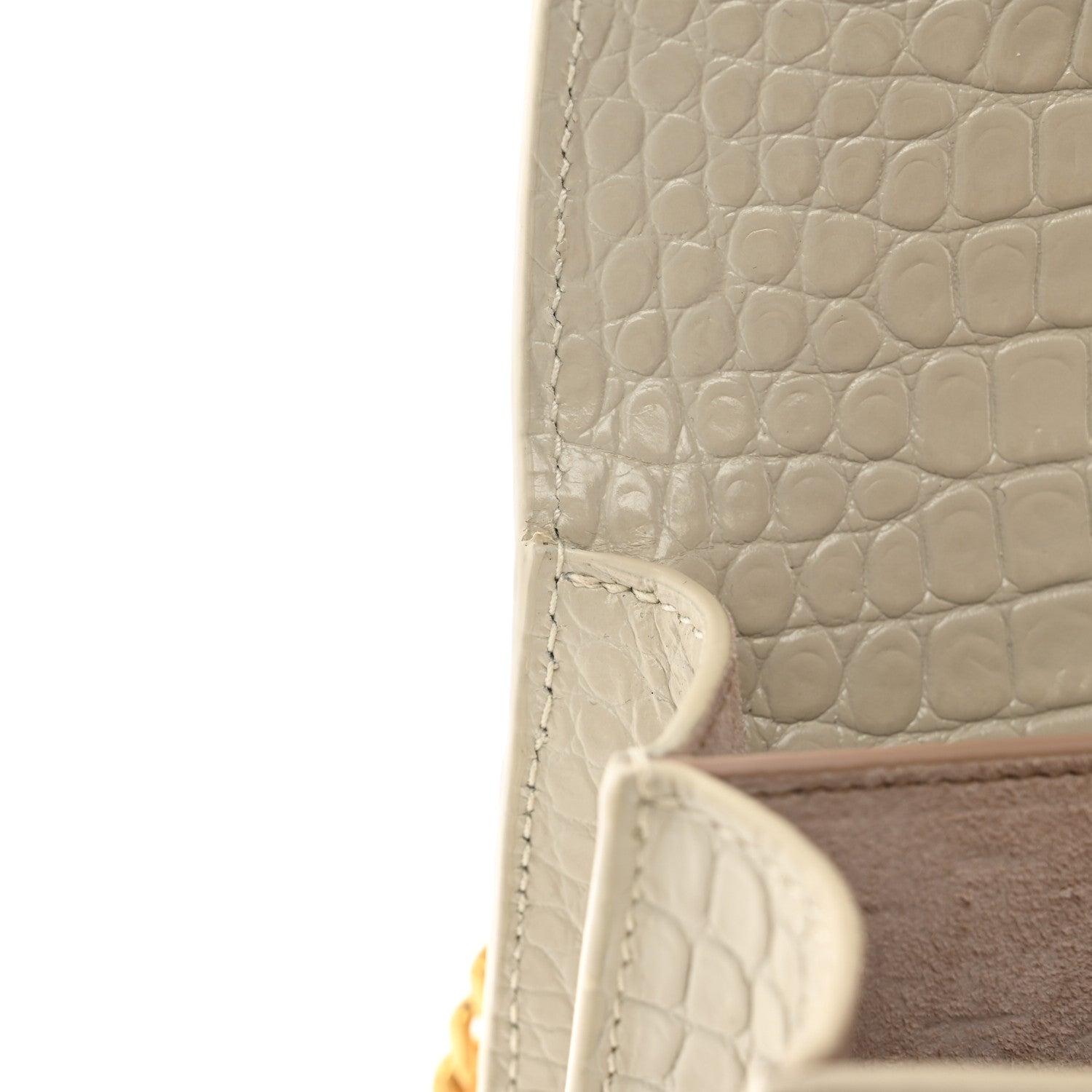 Saint Laurent Calfskin Crocodile Embossed Medium Monogram Sunset Blanc Vintage 11 of 12
