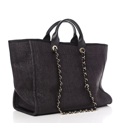 Chanel Woven Straw Raffia Medium Deauville Tote Black 3 of 10